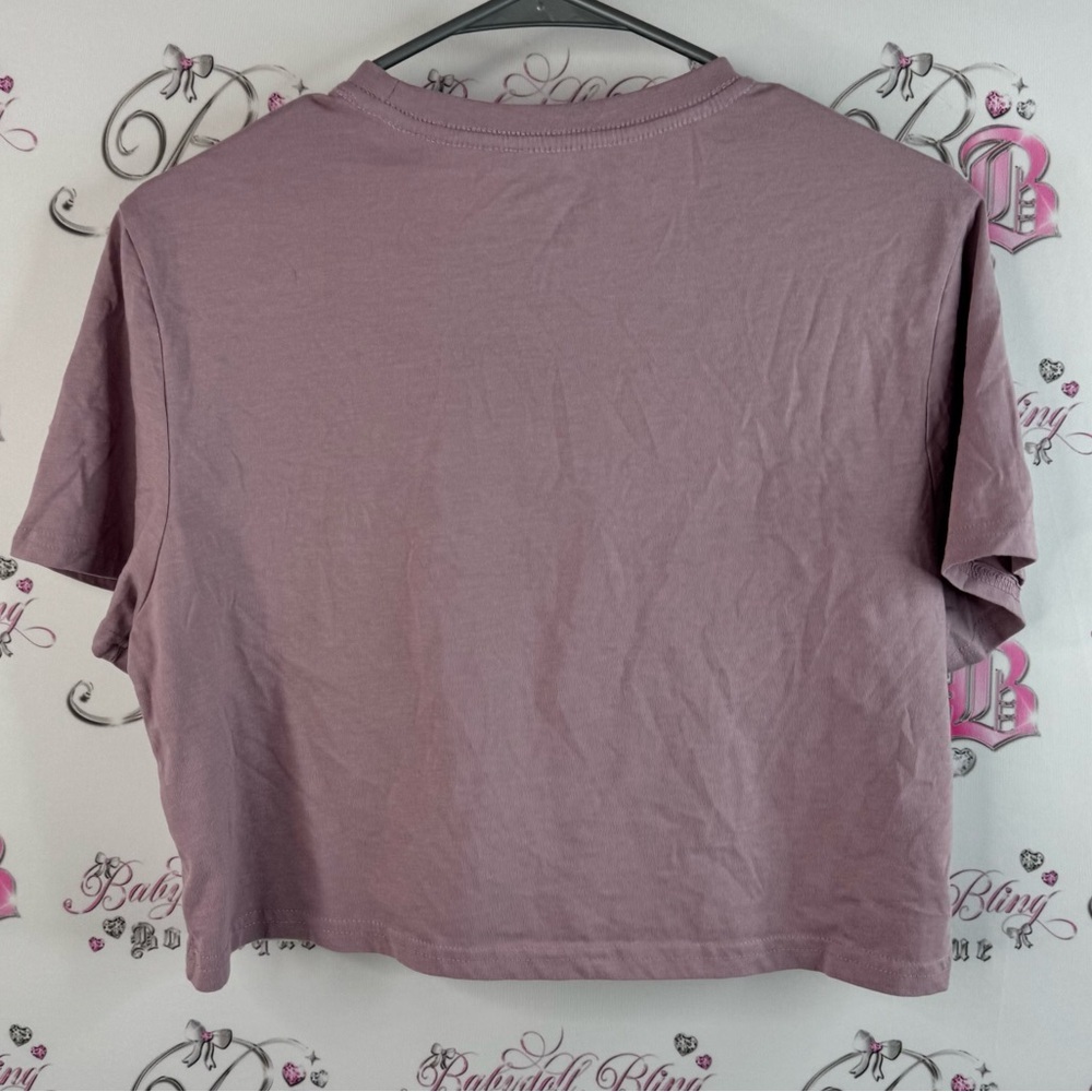 Mountain and isles cropped top let’s go outside mushroom Graphic Purple Crop Top - Picture 2 of 9